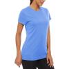 imageMAGCOMSEN Womens Short Sleeve TShirts UPF 50 Sun Protection Quick Dry Athletic Running Workout Rash Guard TopsLight Blue
