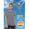imageMAGCOMSEN Womens Short Sleeve TShirts UPF 50 Sun Protection Quick Dry Athletic Running Workout Rash Guard TopsLight Gery