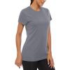 imageMAGCOMSEN Womens Short Sleeve TShirts UPF 50 Sun Protection Quick Dry Athletic Running Workout Rash Guard TopsLight Gery