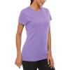 imageMAGCOMSEN Womens Short Sleeve TShirts UPF 50 Sun Protection Quick Dry Athletic Running Workout Rash Guard TopsLight Purple