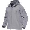 imageMAGCOMSEN Mens Tactical Jacket 7 Pockets Performance Fleece Lined Water Resistant Soft Shell Winter CoatsLight Grey