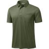 imageMAGCOMSEN Polo Shirts for Men with Pocket Short Sleeve Collared Golf Shirts Quick Dry Pique Performance Athletic SummerArmy Green