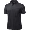 imageMAGCOMSEN Polo Shirts for Men with Pocket Short Sleeve Collared Golf Shirts Quick Dry Pique Performance Athletic SummerBlack