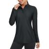 imageMAGCOMSEN Womens Long Sleeve Shirts 14 Zip Pullover UPF 50 Sun Protection Quick Dry Hiking Athletic Workout TopsBlack
