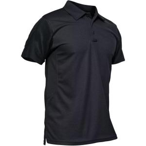 imageMAGCOMSEN Mens Polo Shirt Quick Dry Performance Short Sleeve Tactical Shirts Pique Jersey Golf ShirtBlack