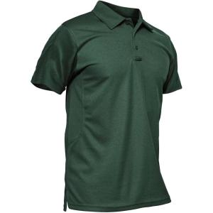 imageMAGCOMSEN Mens Polo Shirt Quick Dry Performance Short Sleeve Tactical Shirts Pique Jersey Golf ShirtDark Greenshort