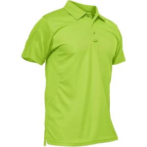 imageMAGCOMSEN Mens Polo Shirt Quick Dry Performance Short Sleeve Tactical Shirts Pique Jersey Golf ShirtFlourescent Greenshort