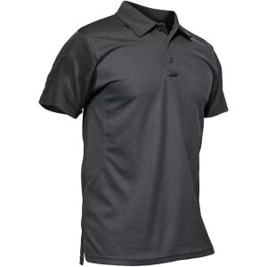 imageMAGCOMSEN Mens Polo Shirt Quick Dry Performance Short Sleeve Tactical Shirts Pique Jersey Golf ShirtGrey