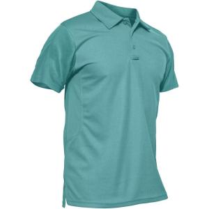imageMAGCOMSEN Mens Polo Shirt Quick Dry Performance Short Sleeve Tactical Shirts Pique Jersey Golf ShirtGrey Green