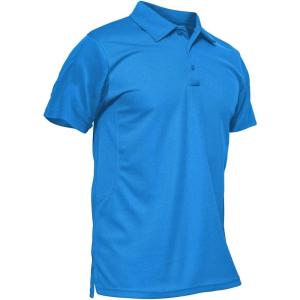 imageMAGCOMSEN Mens Polo Shirt Quick Dry Performance Short Sleeve Tactical Shirts Pique Jersey Golf ShirtHorizon Blueshort