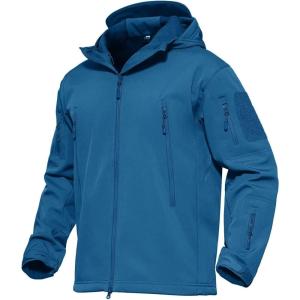 imageMAGCOMSEN Mens Tactical Jacket 7 Pockets Performance Fleece Lined Water Resistant Soft Shell Winter CoatsBlue Green