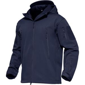 imageMAGCOMSEN Mens Tactical Jacket 7 Pockets Performance Fleece Lined Water Resistant Soft Shell Winter CoatsNavy