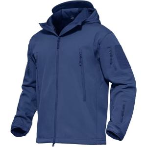 imageMAGCOMSEN Mens Tactical Jacket 7 Pockets Performance Fleece Lined Water Resistant Soft Shell Winter CoatsRoyal Blue