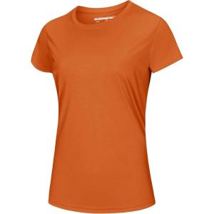 imageMAGCOMSEN Womens Short Sleeve TShirts UPF 50 Sun Protection Quick Dry Athletic Running Workout Rash Guard TopsDark Orange