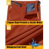 imageMAGCOMSEN Mens Winter Pants Fleece Lined Ski Snow Pants Water Resistant 4 Zip Pockets Outdoor PantsDark Orange