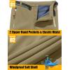 imageMAGCOMSEN Mens Winter Pants Fleece Lined Ski Snow Pants Water Resistant 4 Zip Pockets Outdoor PantsKhaki