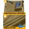imageMAGCOMSEN Mens Winter Pants Fleece Lined Ski Snow Pants Water Resistant 4 Zip Pockets Outdoor PantsLight Brown