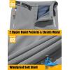 imageMAGCOMSEN Mens Winter Pants Fleece Lined Ski Snow Pants Water Resistant 4 Zip Pockets Outdoor PantsLight Grey