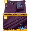 imageMAGCOMSEN Mens Winter Pants Fleece Lined Ski Snow Pants Water Resistant 4 Zip Pockets Outdoor PantsPurple Red