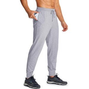 imageMAGCOMSEN Mens Cotton Joggers Sweatpants with Pockets Lightweight Running Workout Trainning Jogging Pants for MenLight Grey