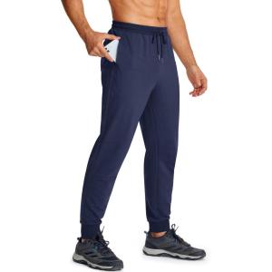 imageMAGCOMSEN Mens Cotton Joggers Sweatpants with Pockets Lightweight Running Workout Trainning Jogging Pants for MenNavy