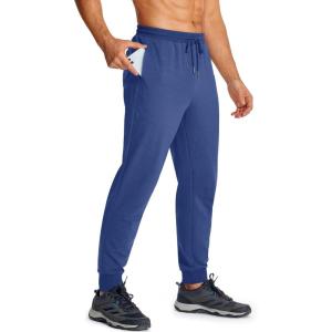 imageMAGCOMSEN Mens Cotton Joggers Sweatpants with Pockets Lightweight Running Workout Trainning Jogging Pants for MenSapphire Blue