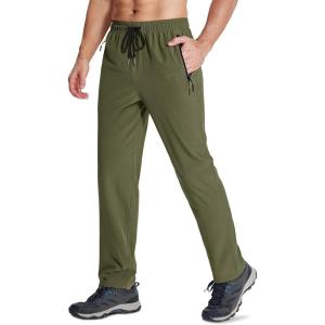 imageMAGCOMSEN Mens Hiking Pants Quick Dry Lightweight Water Resistant Outdoor Pants with 3 Zipper PocketsArmy Green