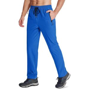 imageMAGCOMSEN Mens Hiking Pants Quick Dry Lightweight Water Resistant Outdoor Pants with 3 Zipper PocketsColor Blue