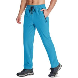 imageMAGCOMSEN Mens Hiking Pants Quick Dry Lightweight Water Resistant Outdoor Pants with 3 Zipper PocketsLake Blue