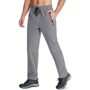 imageMAGCOMSEN Mens Hiking Pants Quick Dry Lightweight Water Resistant Outdoor Pants with 3 Zipper PocketsLight Gray