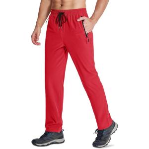 imageMAGCOMSEN Mens Hiking Pants Quick Dry Lightweight Water Resistant Outdoor Pants with 3 Zipper PocketsTomato Red