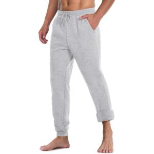 imageMAGCOMSEN Mens Jogger Sweatpants Athletic Warm Pants Workout Gym Running Pants Active Winter Thicken Track with PocketsLightgrey