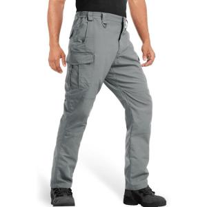imageMAGCOMSEN Mens Tactical Pants 9 Pockets Ripstop Water Repellent Cargo Pants for Work Hiking HuntingNo BeltLight Grey