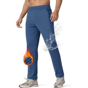 imageMAGCOMSEN Mens Winter Fleece Lined Sweatpants Running Warm Athletic Pants Sports Water Resistant PantsBlue Grey