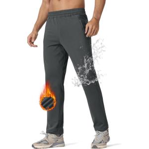 imageMAGCOMSEN Mens Winter Fleece Lined Sweatpants Running Warm Athletic Pants Sports Water Resistant PantsDark Grey