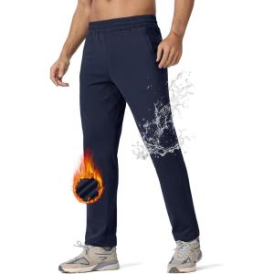 imageMAGCOMSEN Mens Winter Fleece Lined Sweatpants Running Warm Athletic Pants Sports Water Resistant PantsNavy