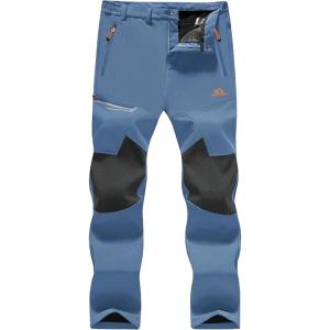 imageMAGCOMSEN Mens Winter Pants Fleece Lined Ski Snow Pants Water Resistant 4 Zip Pockets Outdoor PantsLight Blue