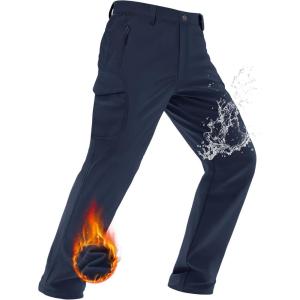 imageMAGCOMSEN Mens Winter Pants Water Resistant Fleece Lined Snowboard Ski Pants Softshell Tactical Pants with MultiPocketsNavy