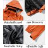 imageMAGCOMSEN Mens Lightweight Windbreaker Rain Jacket Raincoat with Detachable Hood for Hiking Fishing ActivewearOrange