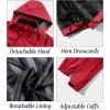 imageMAGCOMSEN Mens Lightweight Windbreaker Rain Jacket Raincoat with Detachable Hood for Hiking Fishing ActivewearRed