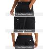 imageMAGCOMSEN Mens Workout Gym Shorts Quick Dry 34 Capri Pants Zipper Pockets Hiking Athletic Running ShortsBlack