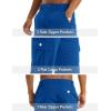 imageMAGCOMSEN Mens Workout Gym Shorts Quick Dry 34 Capri Pants Zipper Pockets Hiking Athletic Running ShortsBlue