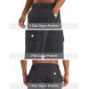 imageMAGCOMSEN Mens Workout Gym Shorts Quick Dry 34 Capri Pants Zipper Pockets Hiking Athletic Running ShortsDark Grey