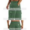 imageMAGCOMSEN Mens Workout Gym Shorts Quick Dry 34 Capri Pants Zipper Pockets Hiking Athletic Running ShortsPea Green
