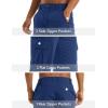 imageMAGCOMSEN Mens Workout Gym Shorts Quick Dry 34 Capri Pants Zipper Pockets Hiking Athletic Running ShortsRoyal Blue