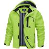 imageMAGCOMSEN Mens Lightweight Windbreaker Rain Jacket Raincoat with Detachable Hood for Hiking Fishing ActivewearFluorescent Green
