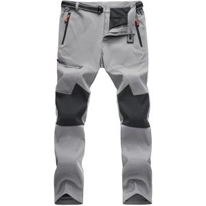 imageMAGCOMSEN Mens Hiking Pants QuickDry Water Resistant Reinforced Knee 4 Zip Pockets Outdoor Work PantsLight Grey