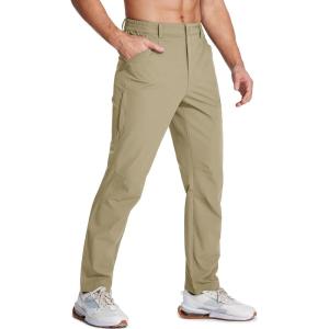 imageMAGCOMSEN Mens Hiking Pants Water Resistant Quick Dry Golf Pants Ripstop Lightweight Casual Work Pants 4 PocketsKhaki
