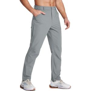 imageMAGCOMSEN Mens Hiking Pants Water Resistant Quick Dry Golf Pants Ripstop Lightweight Casual Work Pants 4 PocketsLightgrey