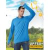 imageMAGCOMSEN Mens UPF 50 Sun Protection Hoodie Shirts Fishing Lightweight Long Sleeve T Shirts Athletic Runing SwimSea Blue